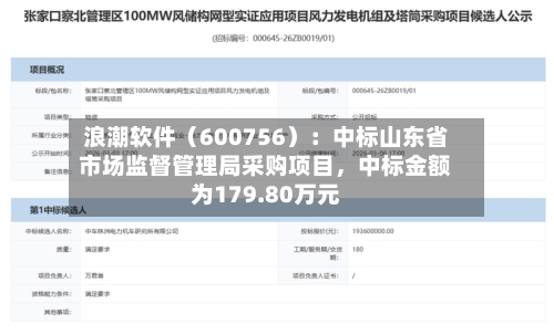 浪潮软件（600756）：中标山东省市场监督管理局采购项目，中标金额为179.80万元-第2张图片