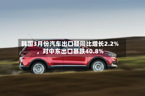 韩国3月份汽车出口额同比增长2.2%，对中东出口暴跌40.8%