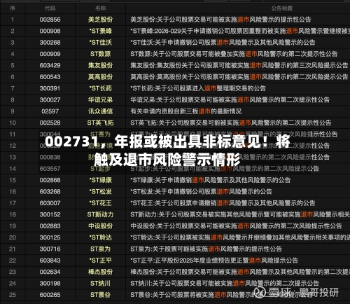 002731，年报或被出具非标意见！将触及退市风险警示情形