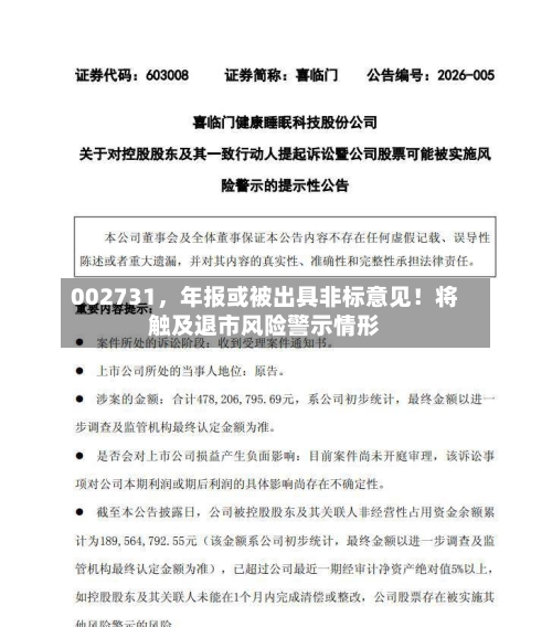 002731	，年报或被出具非标意见！将触及退市风险警示情形-第2张图片
