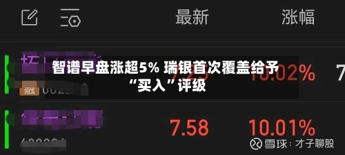 智谱早盘涨超5% 瑞银首次覆盖给予“买入	”评级-第1张图片