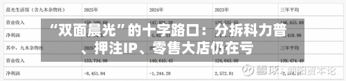 “双面晨光	”的十字路口：分拆科力普、押注IP、零售大店仍在亏-第2张图片