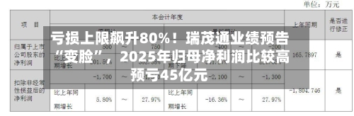 亏损上限飙升80%！瑞茂通业绩预告“变脸	”，2025年归母净利润比较高预亏45亿元-第2张图片